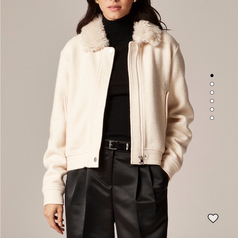 J.Crew Wool-blend flight jacket with faux-fur collar